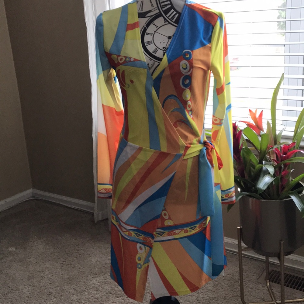 White Mark Couture Collection multi color dress.